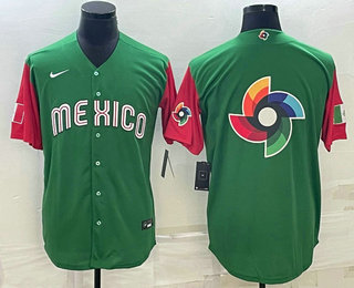 Mens Mexico Baseball 2023 Green World Big Logo With Patch Classic Stitched Jersey->2023 world baseball classic->MLB Jersey